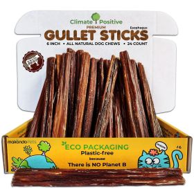 Gullet Sticks 24 Count 100% Natural Beef Esophagus Dog Chews 6‚Äù Premium Dog Treats for Training Puppies & Adults Zero Filler or Preservatives