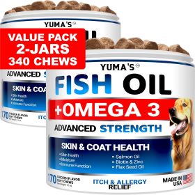 2 Pack Omega 3 Fish Oil for Dogs Skin and Coat Supplement Dry & Itchy Skin Relief Treatment Allergy Support Dog Anti Shedding Treats Shiny Coats