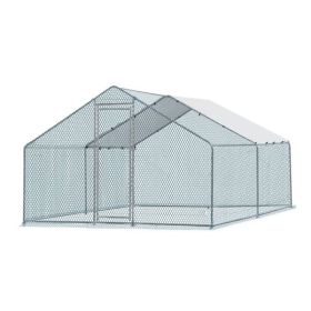 13 x 10 ft Large Metal Chicken Coop, Walk-in Poultry Cage Chicken Hen Run House with Waterproof Cover