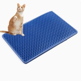 Double-layer Rice Cat Litter Mat (Color: Blue)