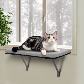 Cat Resting On Window Style Shelving Bed With Velvet Cushion For Rest, Black Grey (Option: Black gray)